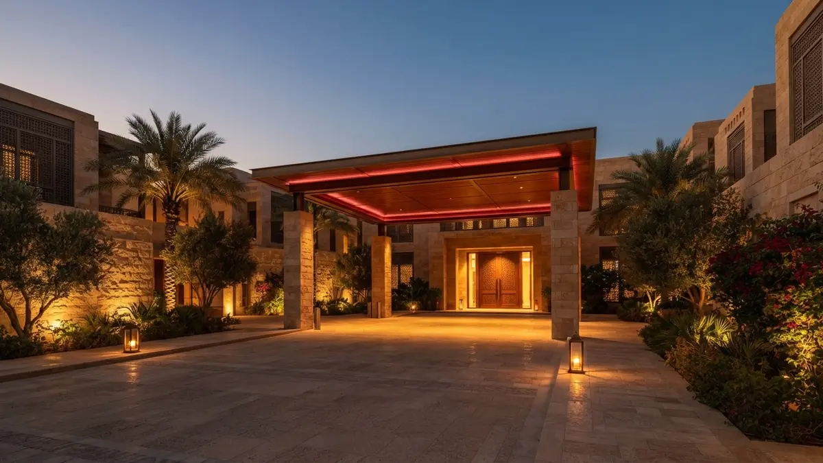 مخطط معماري يوضح تجربة وصول ومواقف سيارات مصممة بمعايير عالمية لمشروع سكني في الرياض